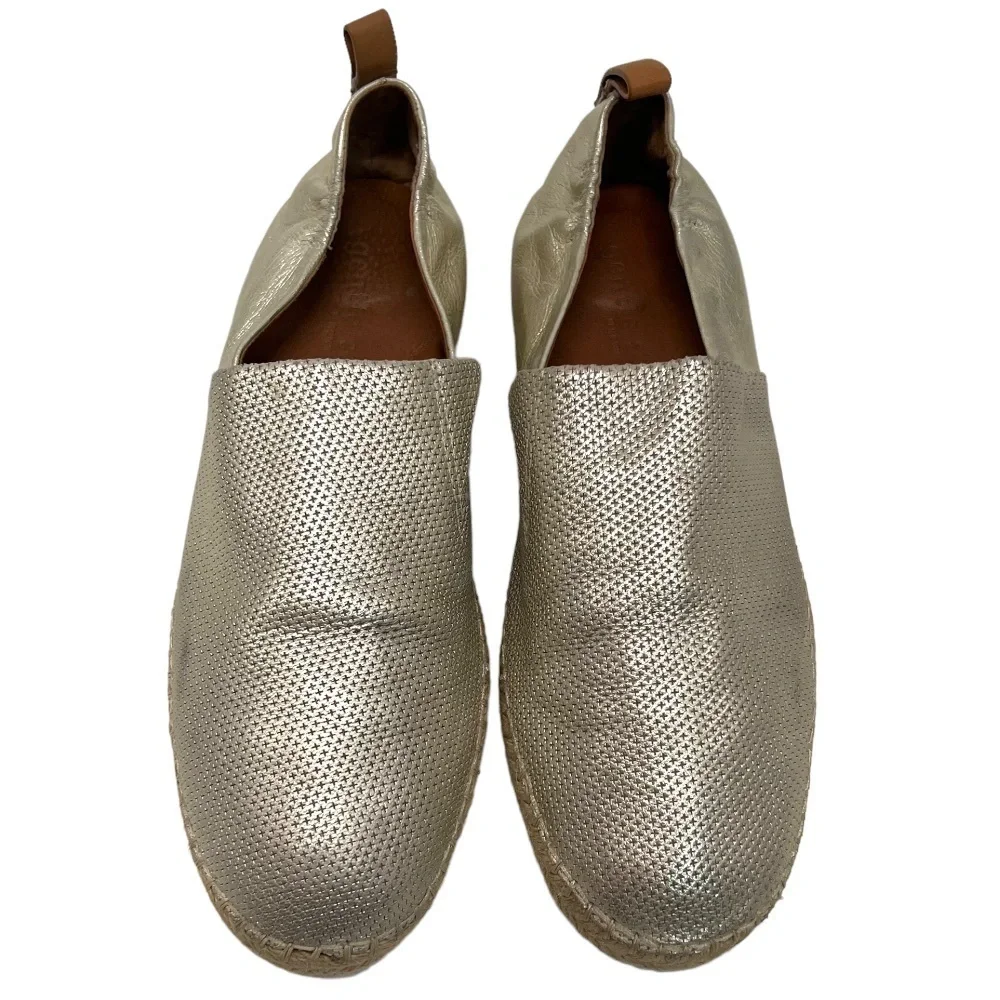 Gentle Souls Lara A-Line Sport Leather Gold Slip On Comfort Espadrilles Womens 9
